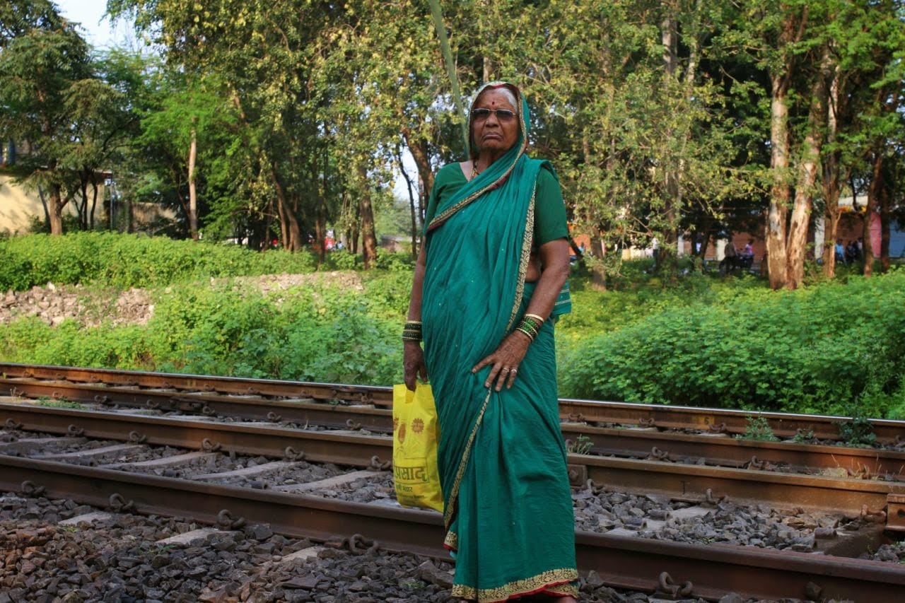 women in a village of Bihar worship railway track