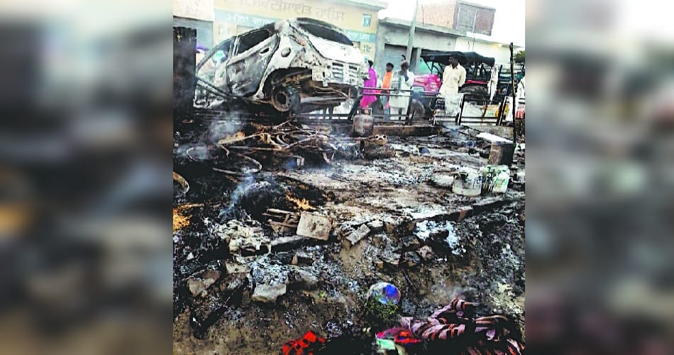  car catches fire after accident