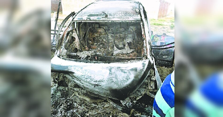  car catches fire after accident