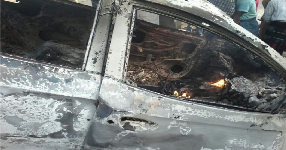  car catches fire after accident
