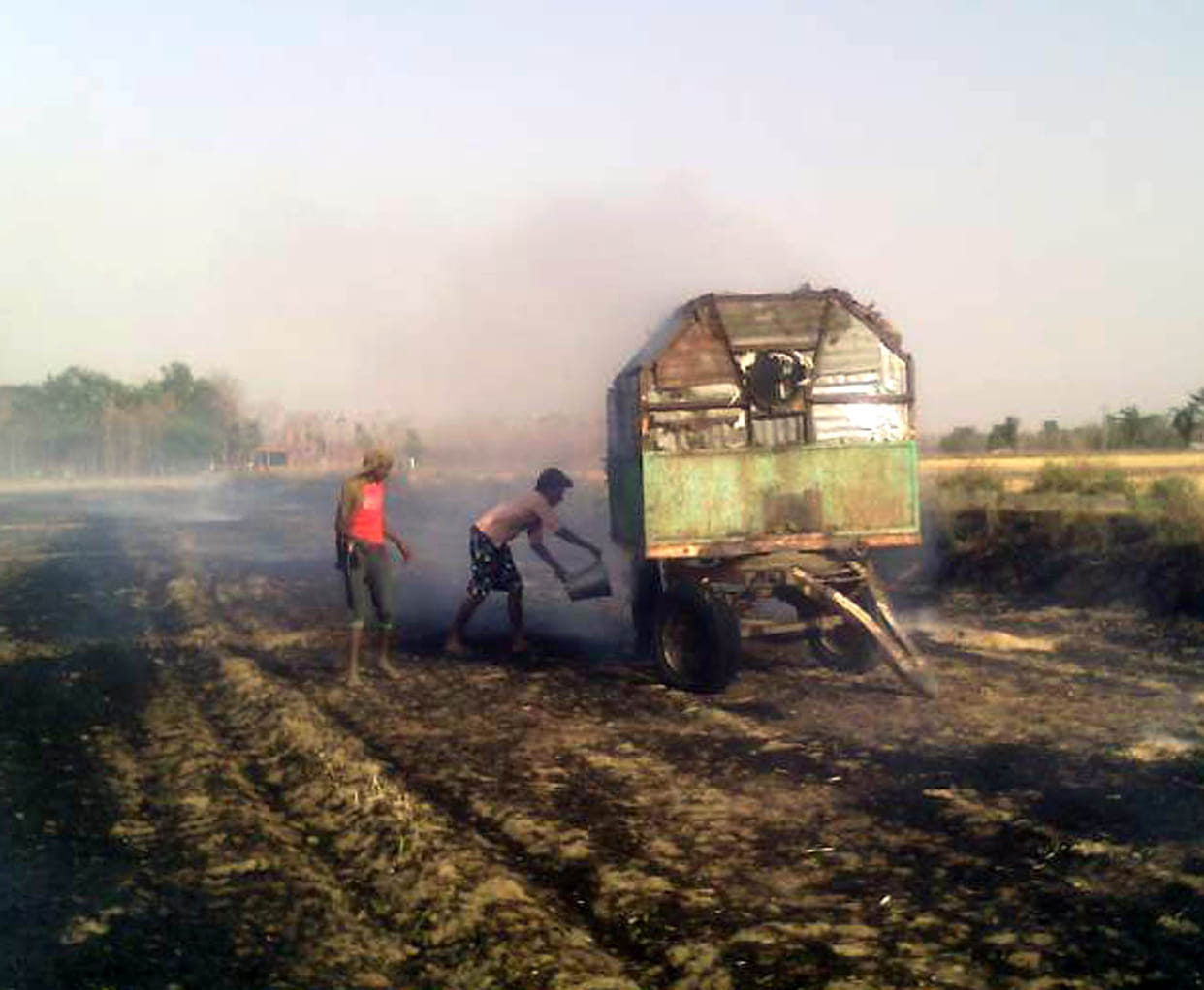 Fire from trough machine, trolley burn