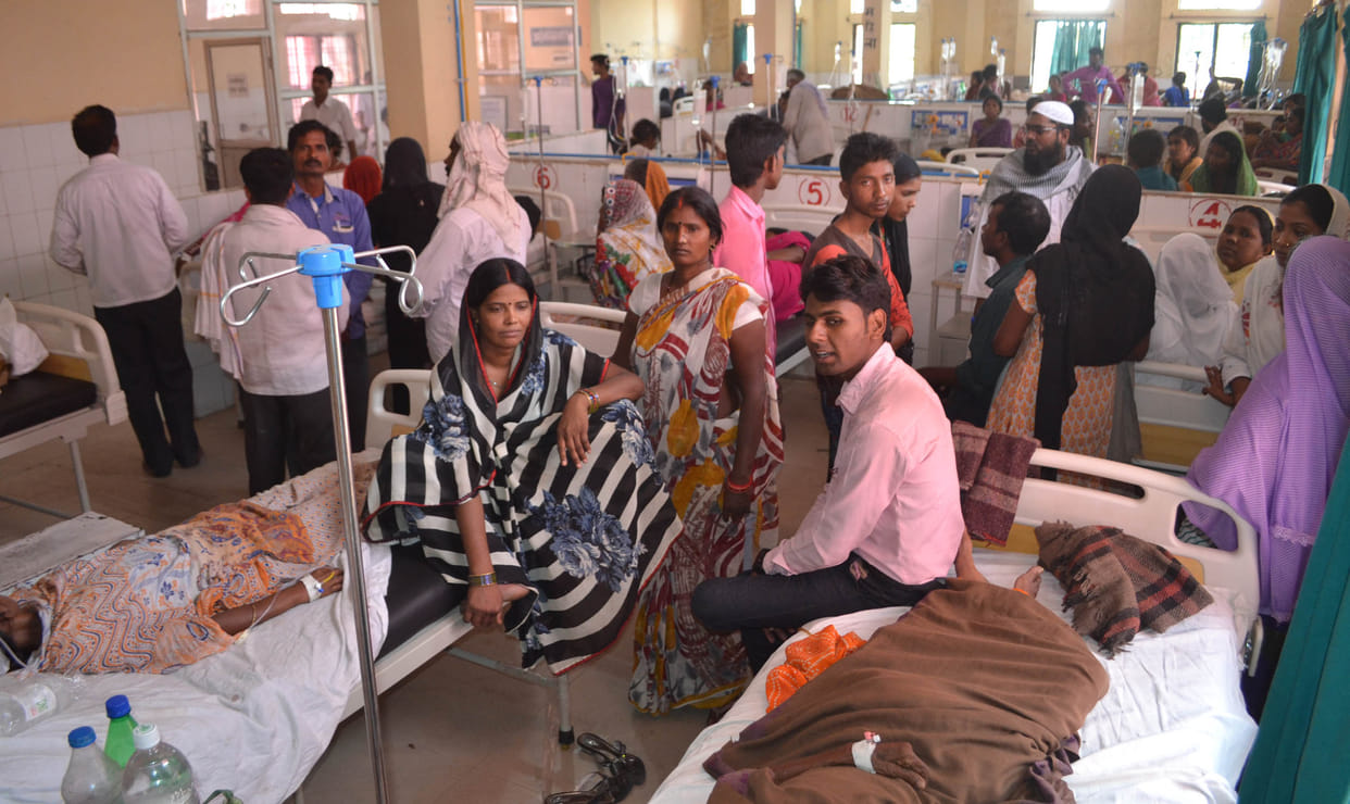 Ward of district hospital full of diarrhea patients