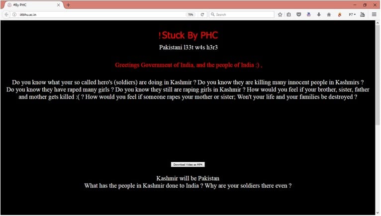 pakistani hackers hack iit bhu website