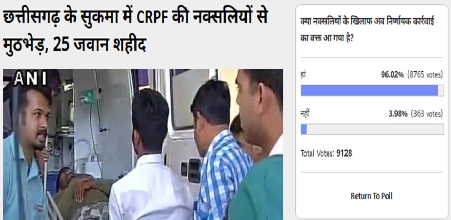 amarujala poll: 96% people think Now the decisive action should against Naxalites