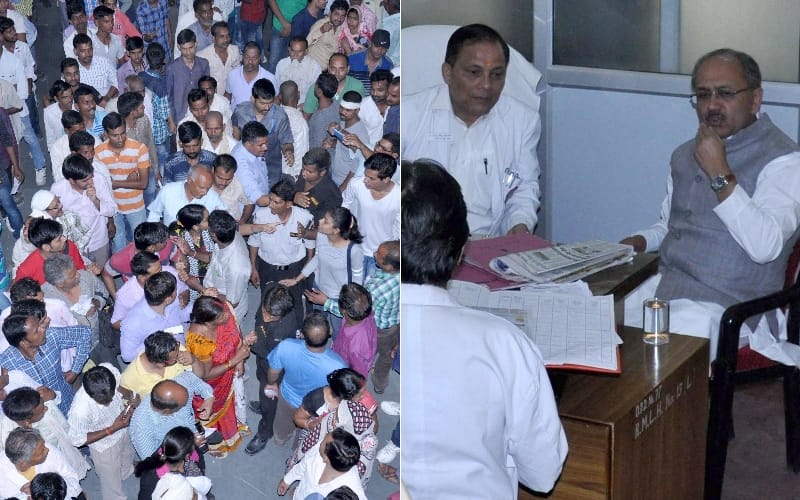 ruckus in lohia hospital in presence of health minister