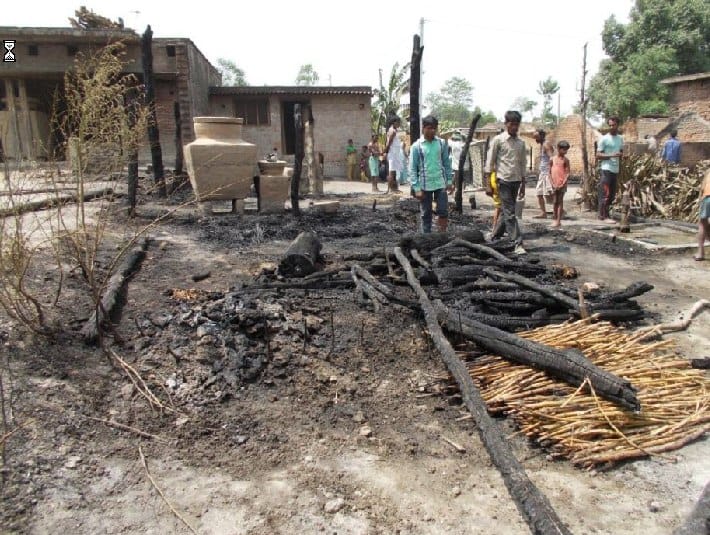 Nine home ash from a fierce fire in Bhokha