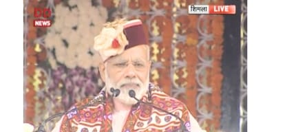 PM Narendra Modi addressing bjp parivartan rally at ridge maidan Shimla Himachal pradesh