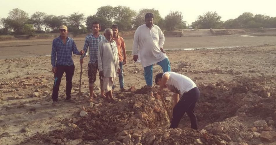 Rigvedic era remnants bricks wall found during pond digging in sonipat village of haryana