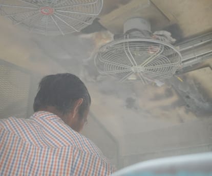 fire in janseva express in gonda.