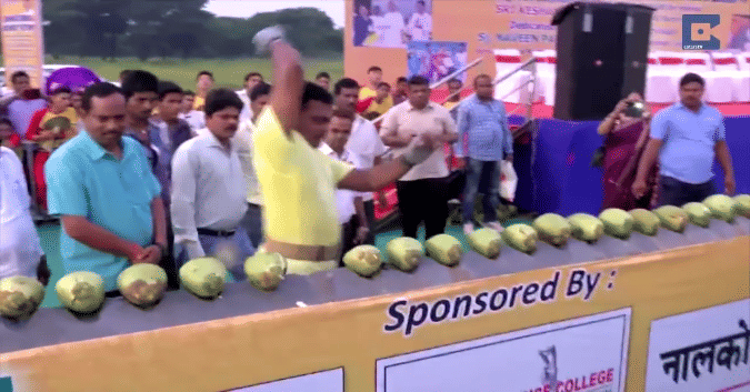 World Record for Smashing 92 coconut with Elbow