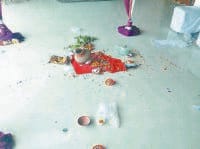 distroyed material & blood to show the crackers speed