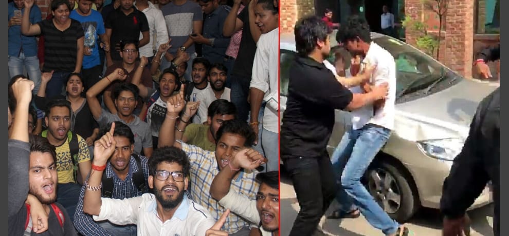  Students protest against recovery for Short Attendance at Sharda University Greater Noida
