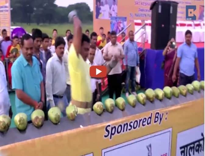 World Record for Smashing 92 coconut with Elbow