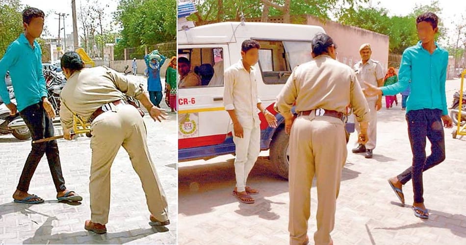 operation durga in rewari, molestator boys beaten by lady police officer