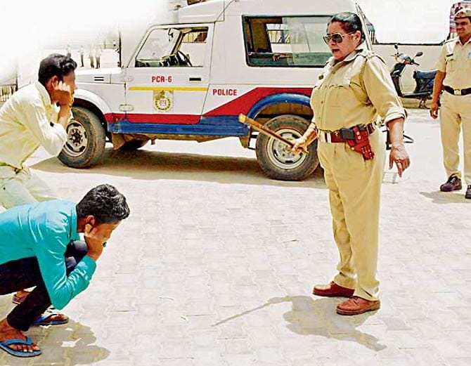 operation durga in rewari, molestator boys beaten by lady police officer