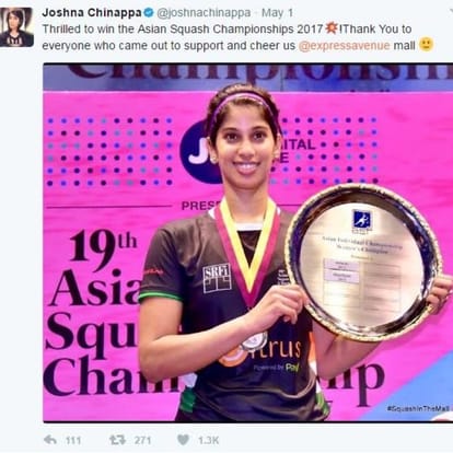 Joshna created history by defeating her with who had won gold