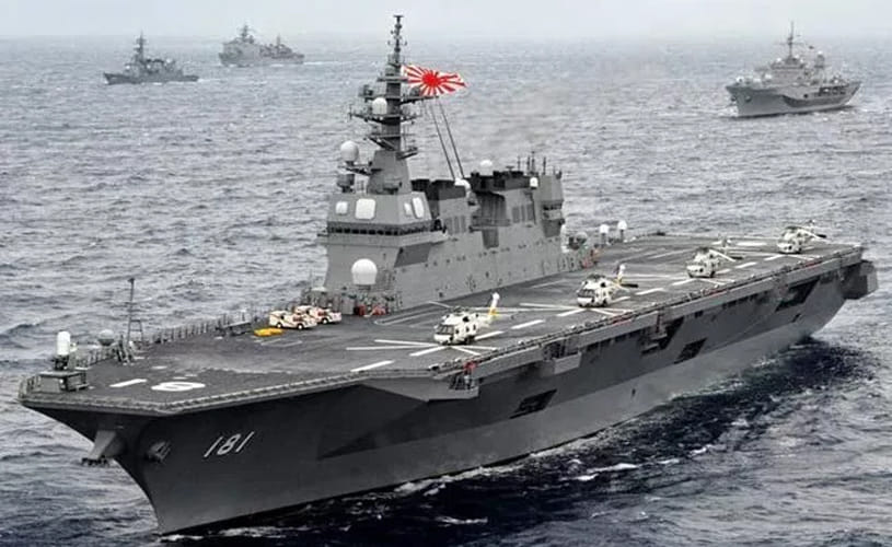 Japan sends its Biggest Warship Izumo to protect a US vessel 