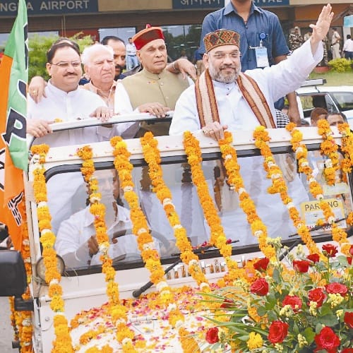 BJP national President Amit Shah Roadshow from Kangra Airport to Palampur