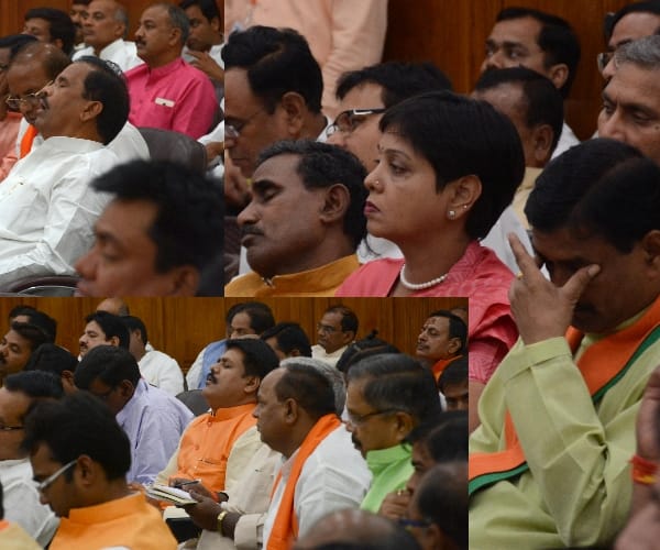 BJP MLAs were sleeping in prabodhan programme in Lucknow.