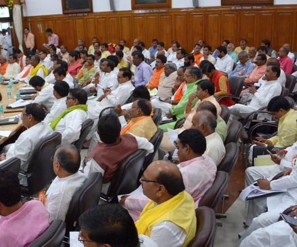 BJP MLAs were sleeping in prabodhan programme in Lucknow.