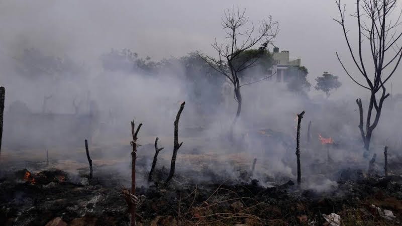 Huts got fire in mathura