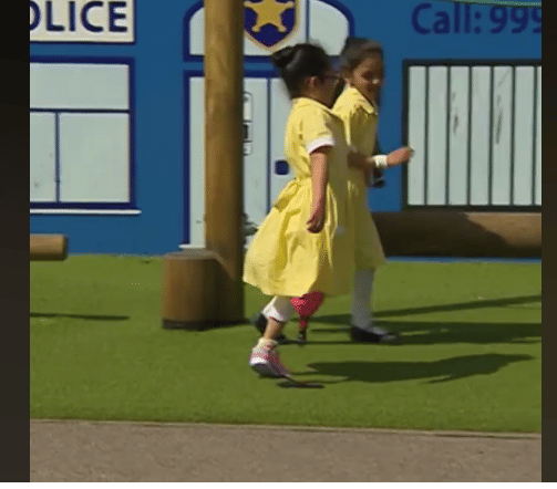 7 year old Indian girl Anu runs on running blade in uk