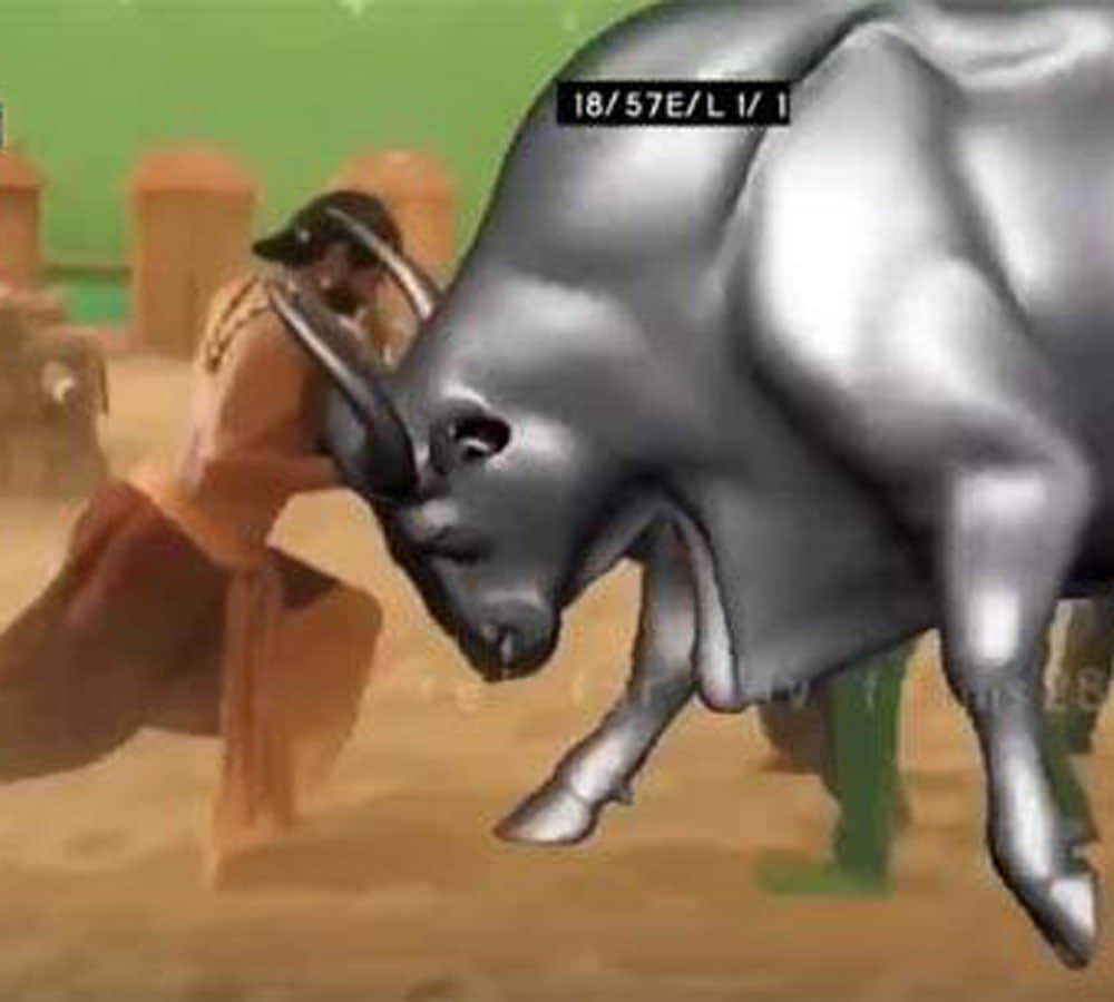 baahubali bull fight scene shot with vfx effect