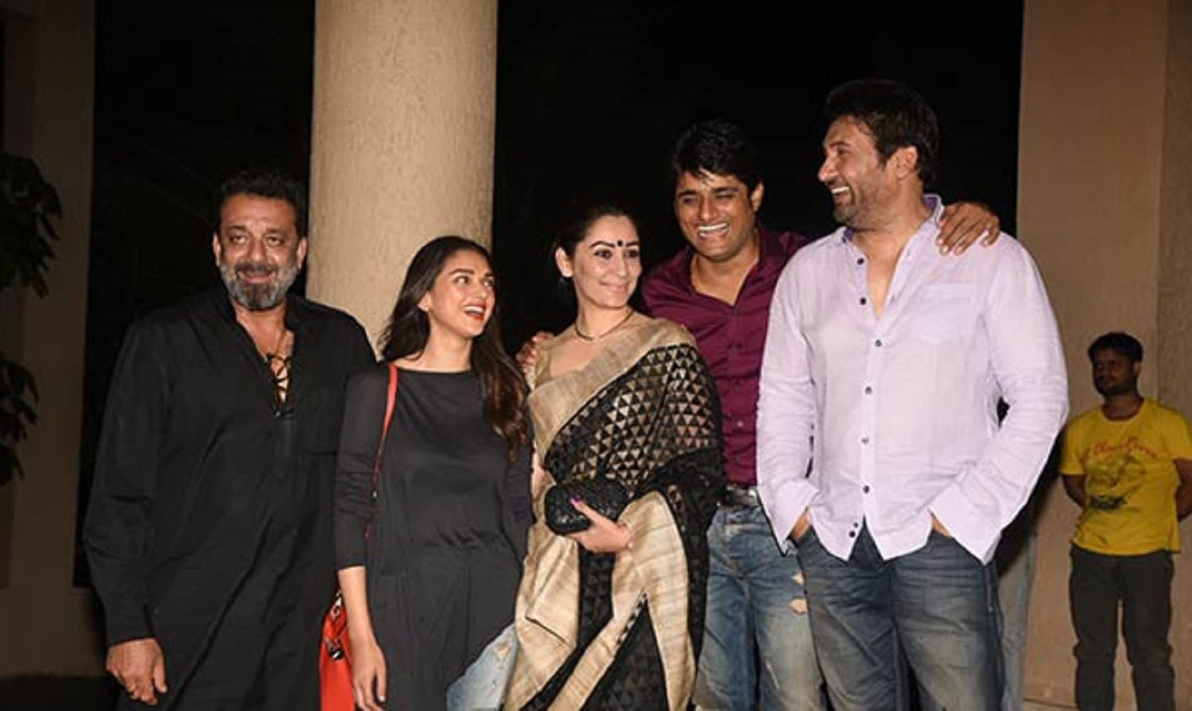 Sanjay Dutt and Maanayata Dutt both in black at Bhoomi wrap up party 
