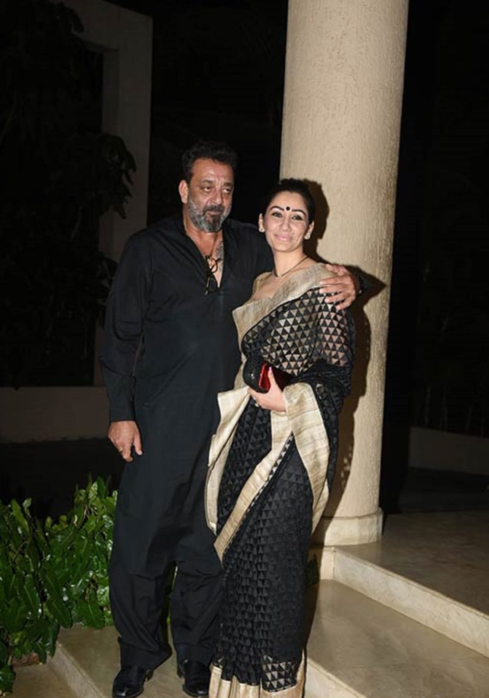 Sanjay Dutt and Maanayata Dutt both in black at Bhoomi wrap up party 