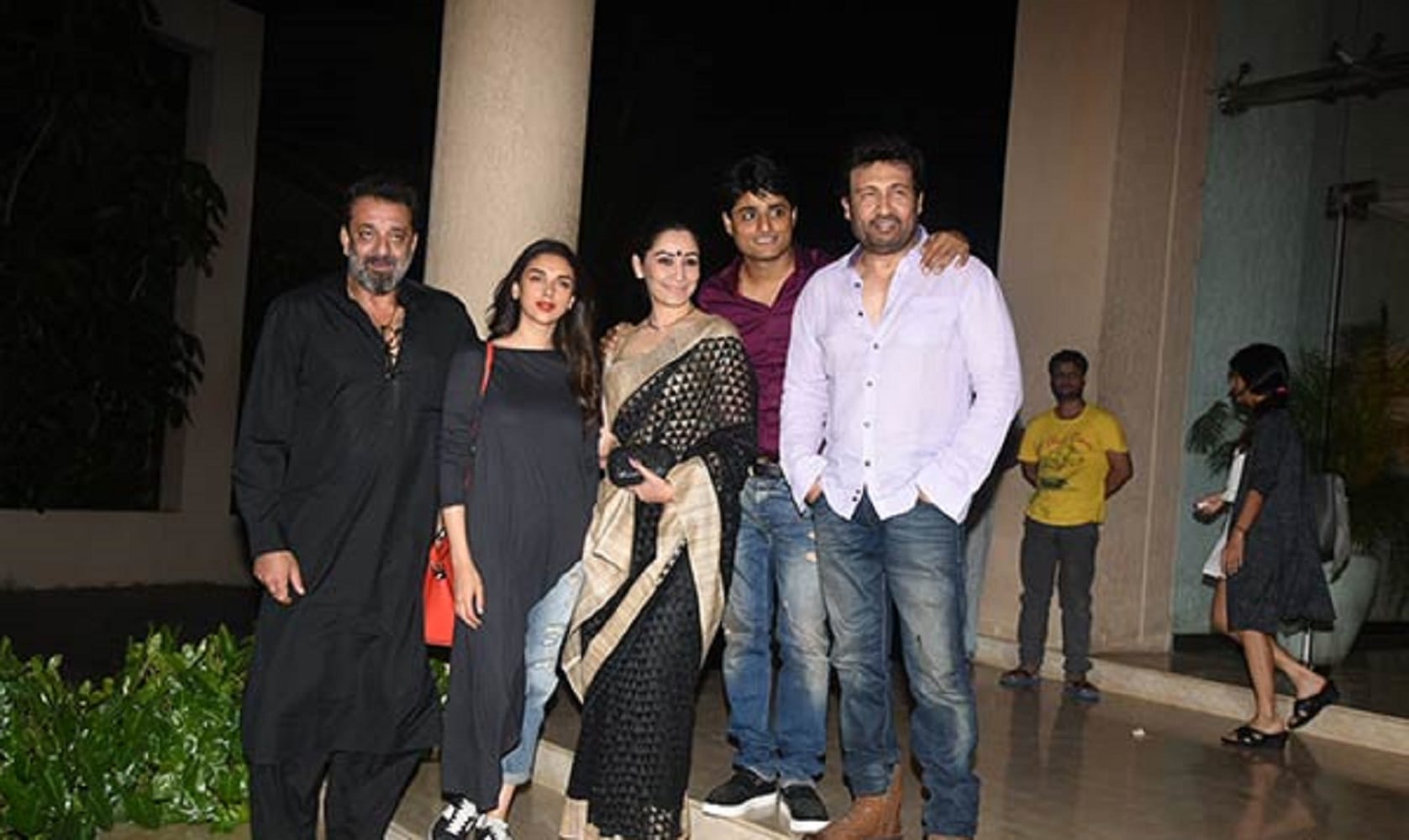 Sanjay Dutt and Maanayata Dutt both in black at Bhoomi wrap up party 