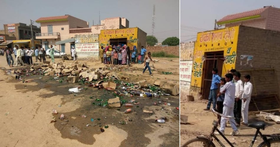Women of village took action and shut a liquor shop