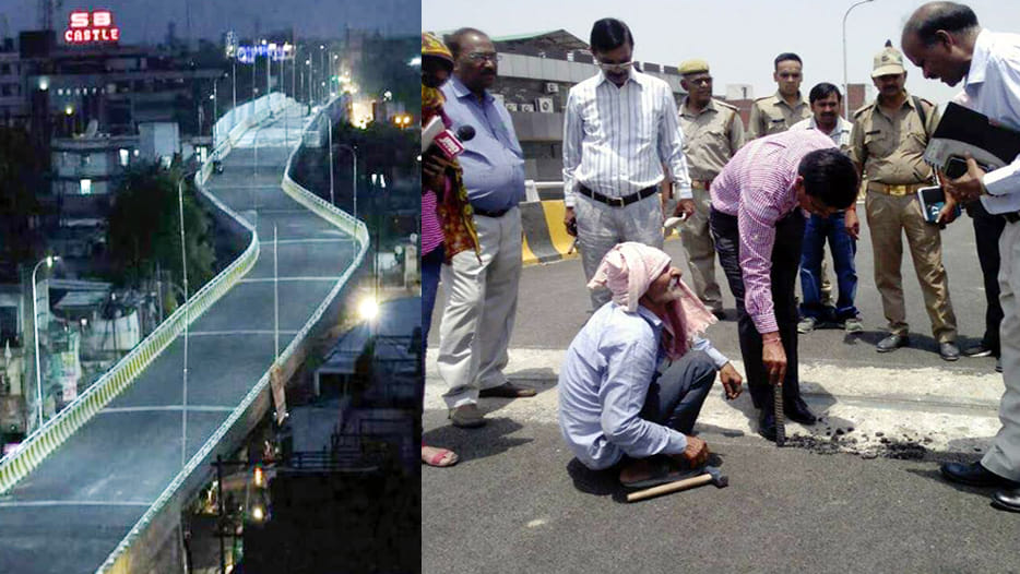 poor construction of govindpuri bridge