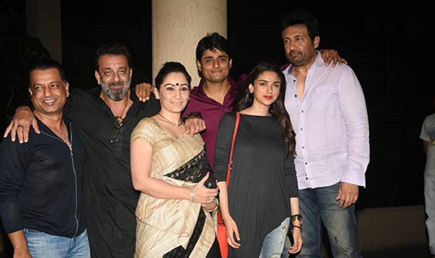 Sanjay Dutt and Maanayata Dutt both in black at Bhoomi wrap up party 