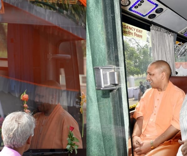  yogi adityanath flags off state transport buses.