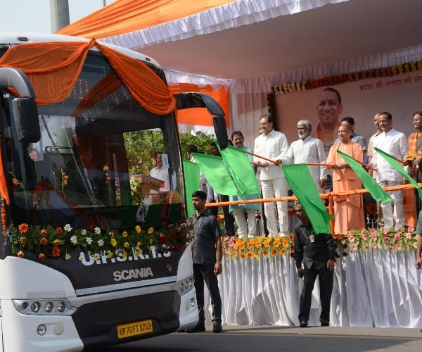  yogi adityanath flags off state transport buses.