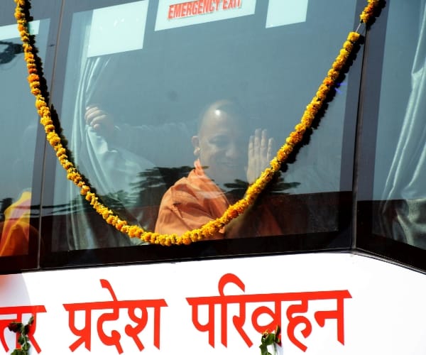  yogi adityanath flags off state transport buses.