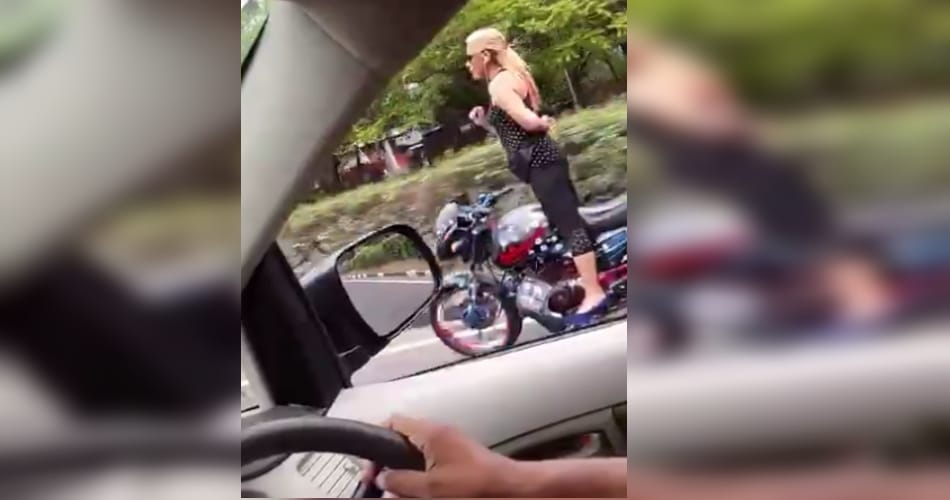 girl doing stunts on bike on chandigarh roads