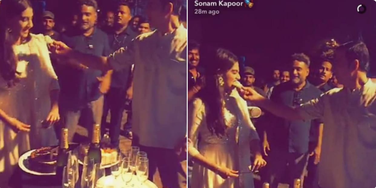akshay kumar and sonam kapoor celebrates for national award on the set of pad man 
