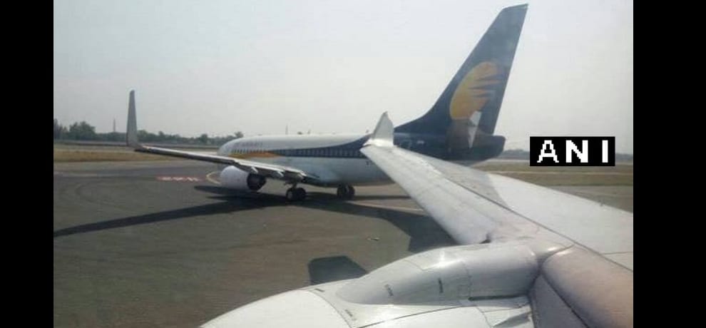 Accident averted at IGI Airport speeding car avoided hitting the nose wheel of the aircraft