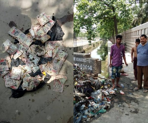 old currency notes found in drain in Lucknow.