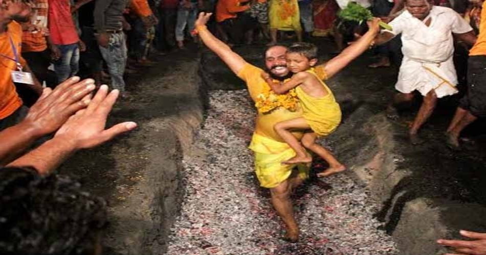 Devotees Walk On Burning Coal at jalandhar