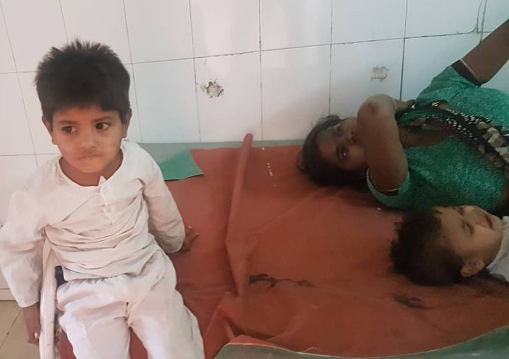 Woman and children agitating for half an hour