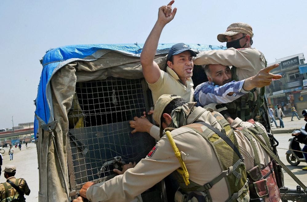 nirmal singh faces protests of AIP workers in kashmir