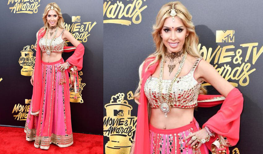 American TV Reality Star Farrah Abraham Sparks Contorversy For Wearing Indian Dress At MTV Awards