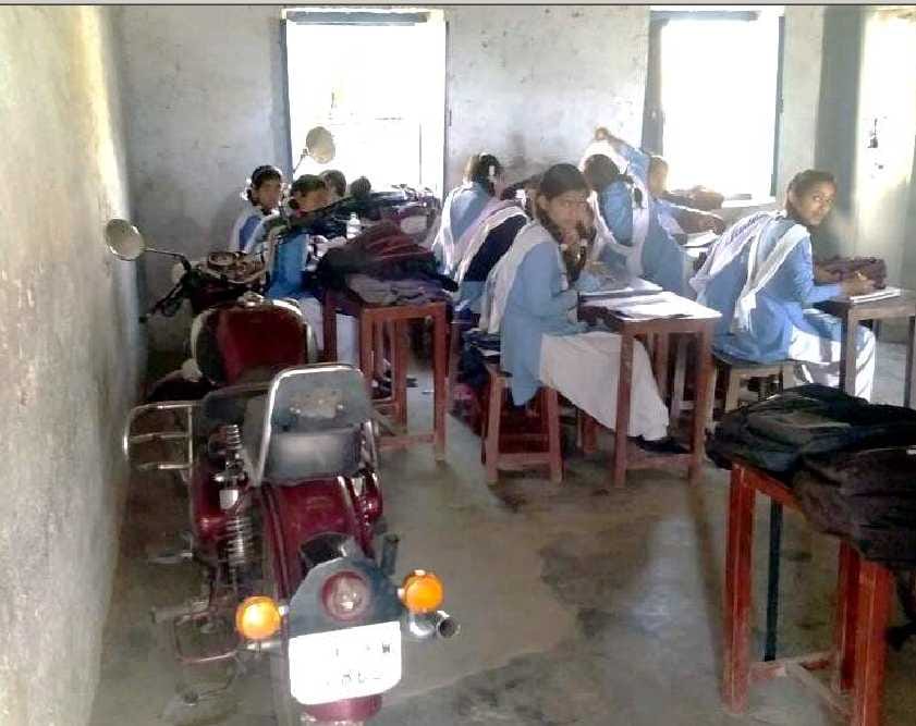 classroom converted into store room and parking