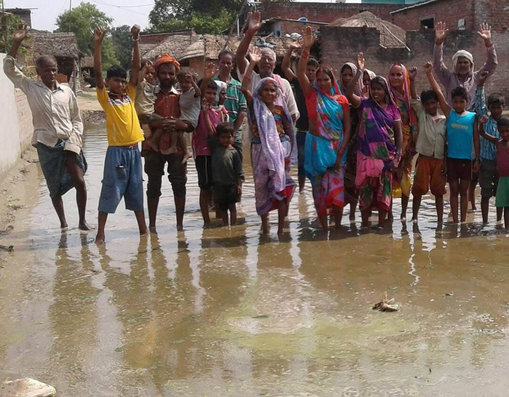 Standing in water on the street