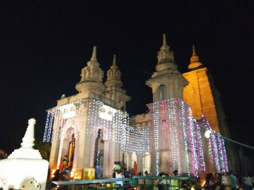 sarnath palace decorated with thousands of candles on the occasion of budh purnima