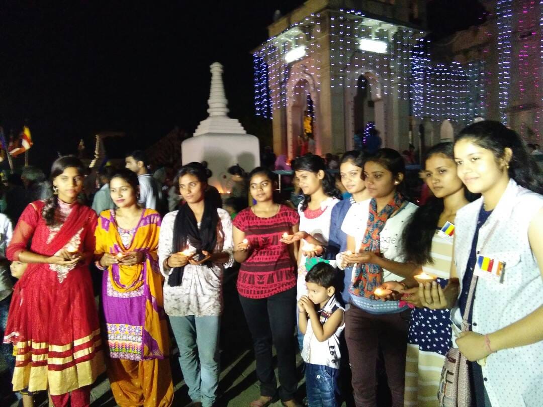 sarnath palace decorated with thousands of candles on the occasion of budh purnima