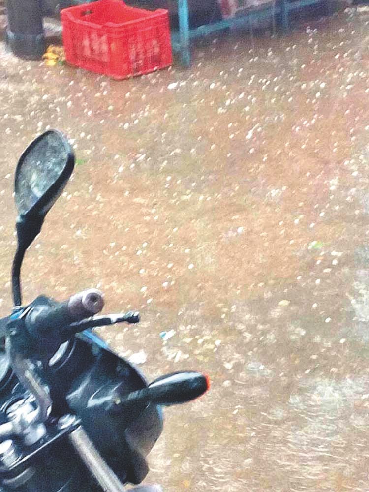 Rainstorm, rain with hail somewhere