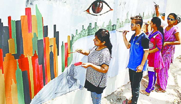 Painting of cleanliness path of golden history